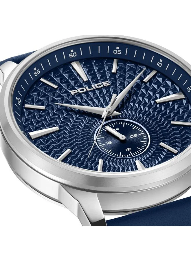 Police Blue Men's Jet Blue Dial Genuine Leather Strap Analog Watch for Men, 44mm for Men | Best Price UAE